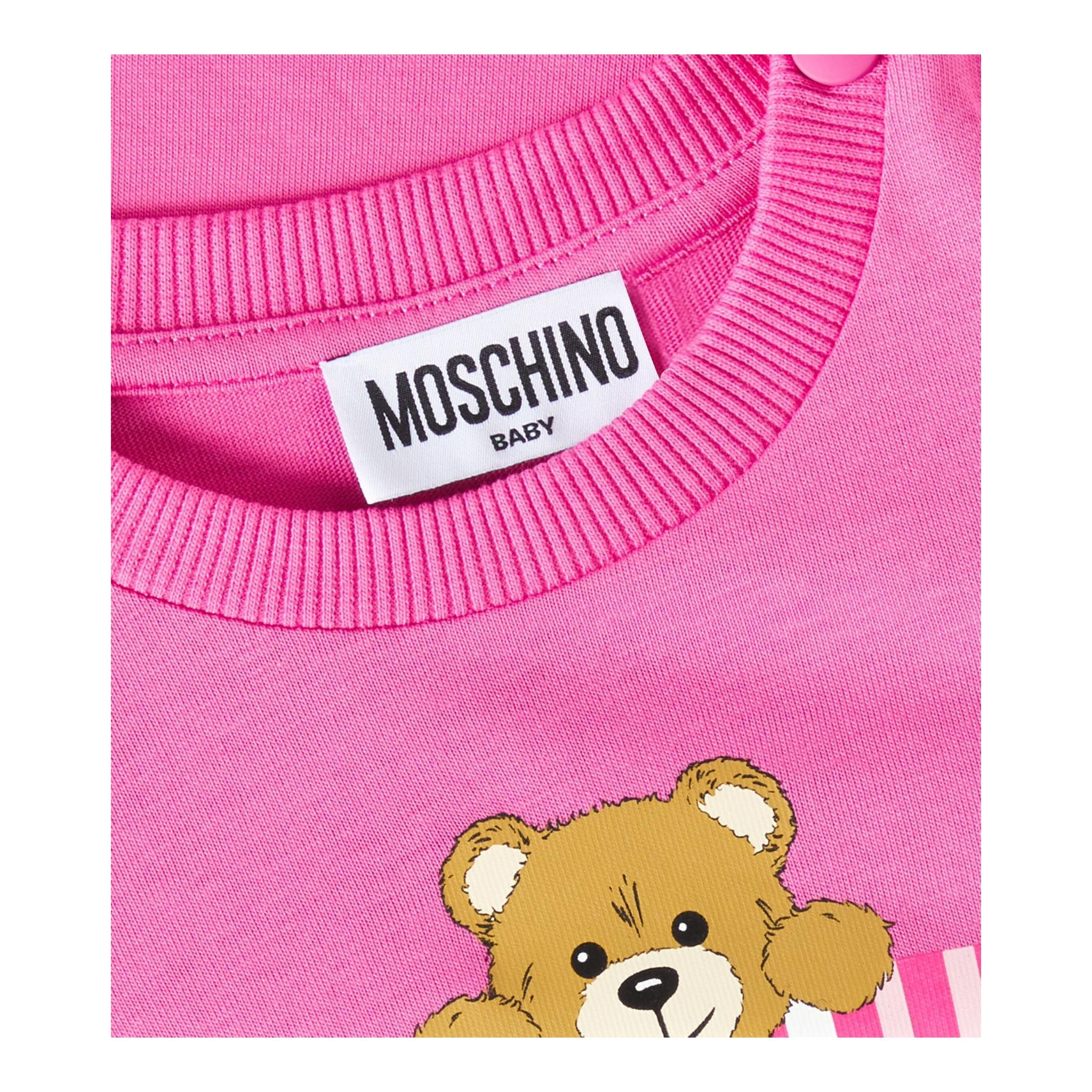 Moschino T-Shirt Girocollo Tinta Unita con Stampa per Neonata MUM04CL ROSA MOSCHINO 