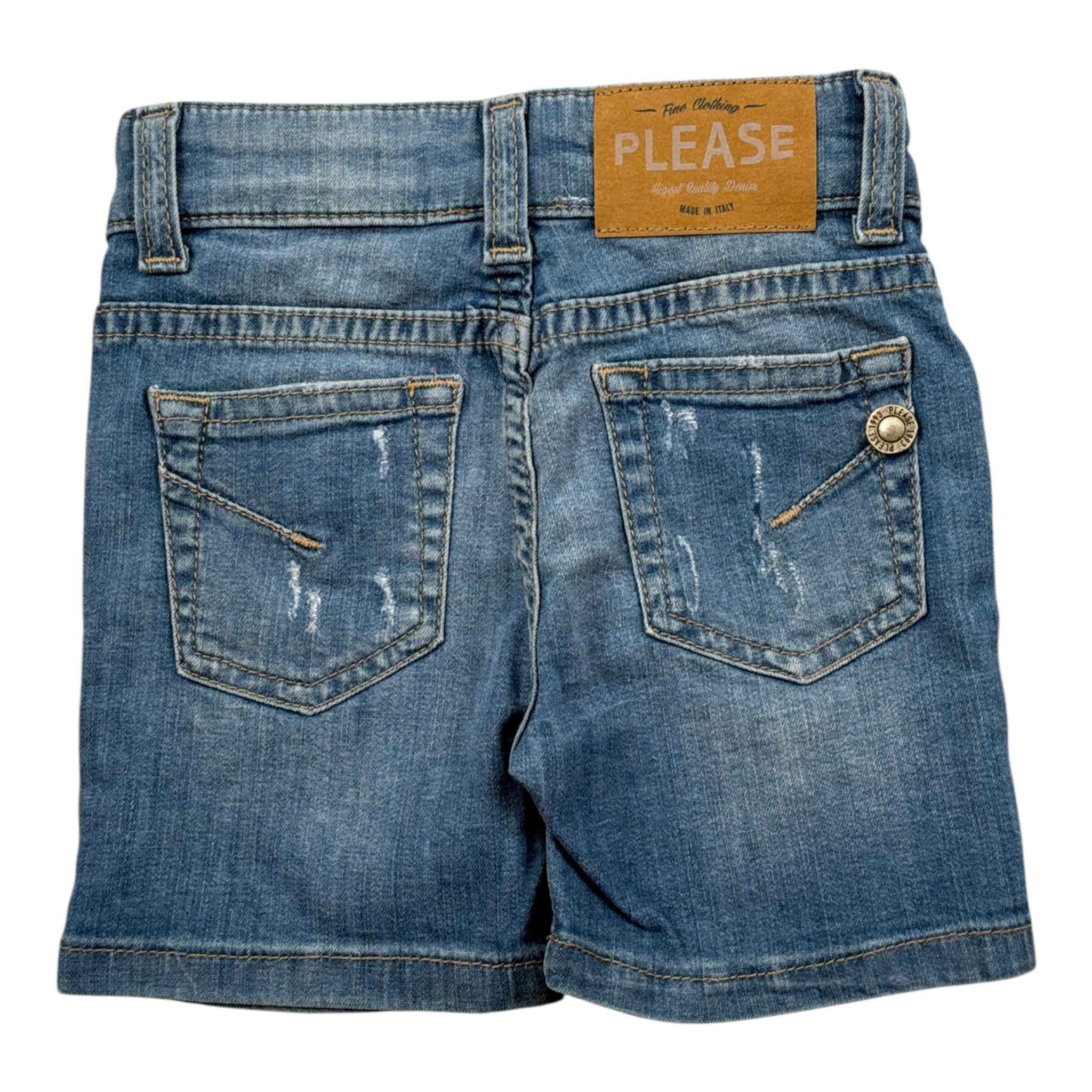 Please bermuda In Denim tinta unita con Girovita Regolabile Azzurro per Neonata RE10F44B13 AZZURRO PLEASE 