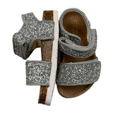 Colors Of California Solid Color Glitter Silver Sandals For Baby Girl