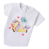 Sarabanda T-Shirt Girocollo Tinta Unita con Stampa per Neonata 0B236N BIANCO SARABANDA 