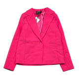 Relish Solid Color Jacket With Fuchsia Buttons For Girls
