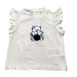 Mini Banda T-Shirt Crew Neck Solid Color With Contrast Print White For Baby Girl