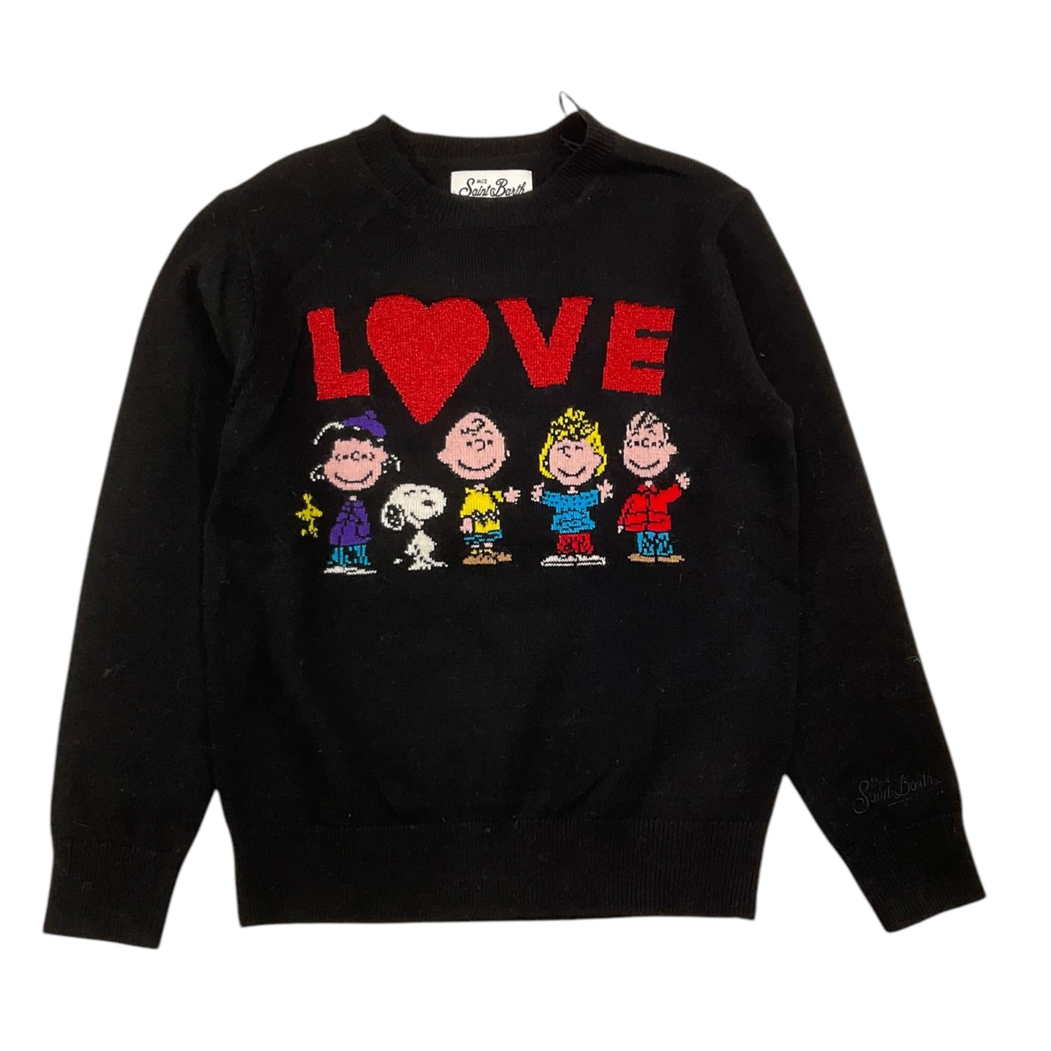 SAINT BARTH maglia girocollo tinta unita con stampa Nero per Bambina PEANUTS NERO SAINT BARTH 