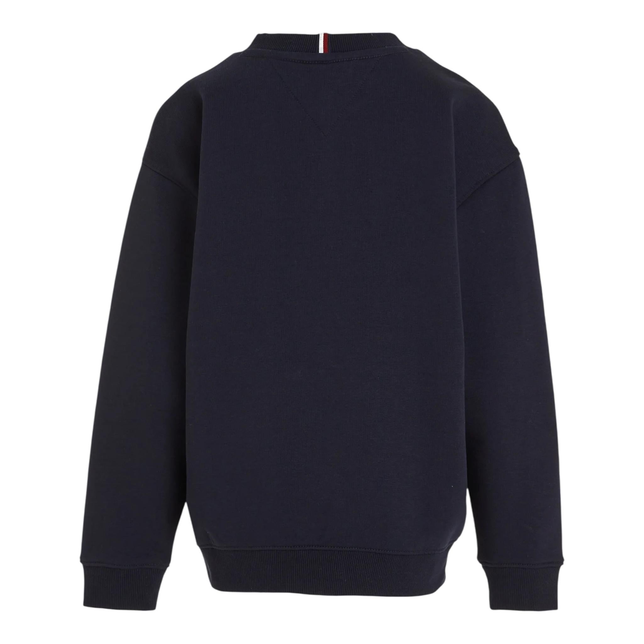 TOMMY HILFIGER felpa girocollo tinta unita Blu per Bambino KS0KS00448 BLU TOMMY HILFIGER 