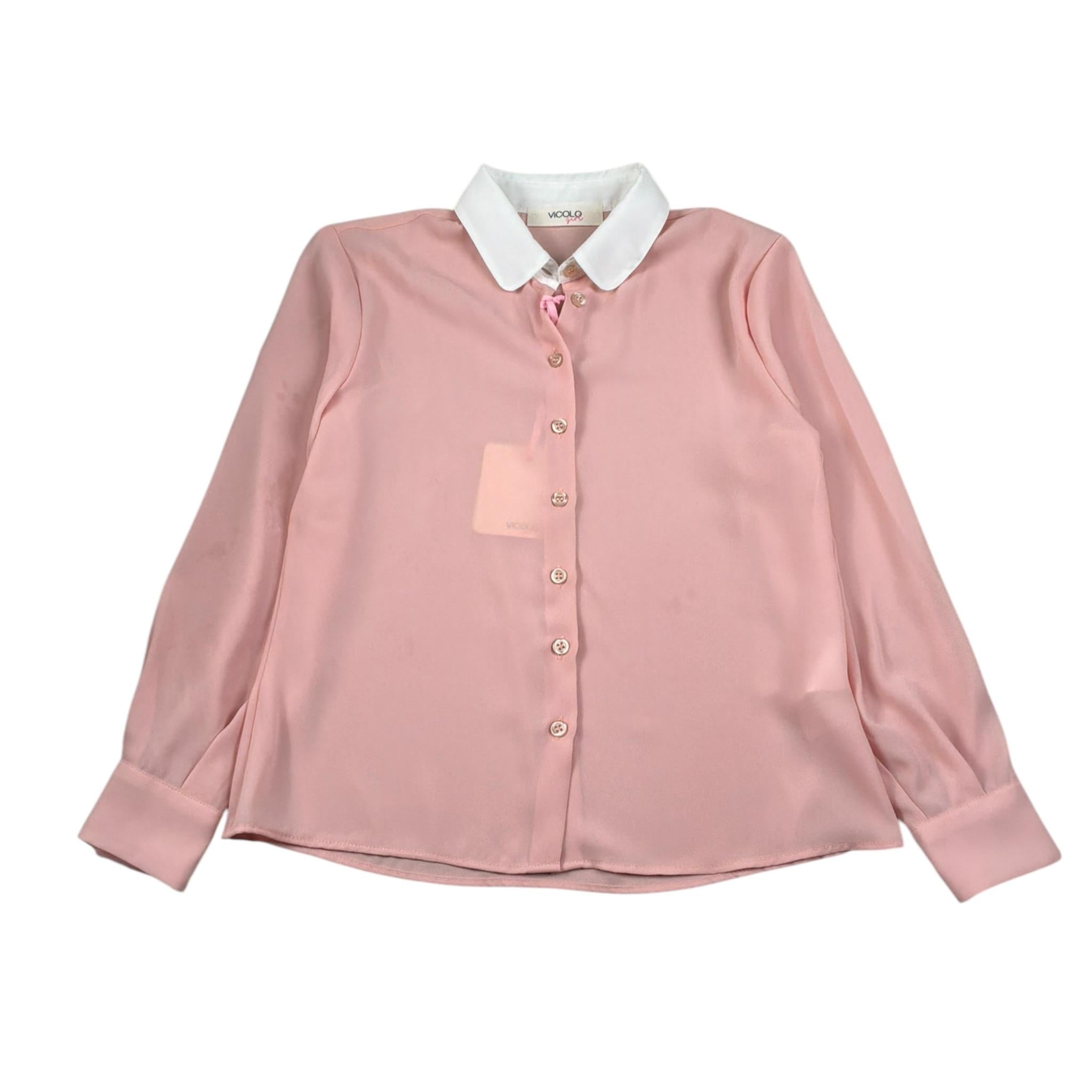 Vicolo Camicia Tinta Unita con Colletto per Bambina 3145C00113 ROSA VICOLO 
