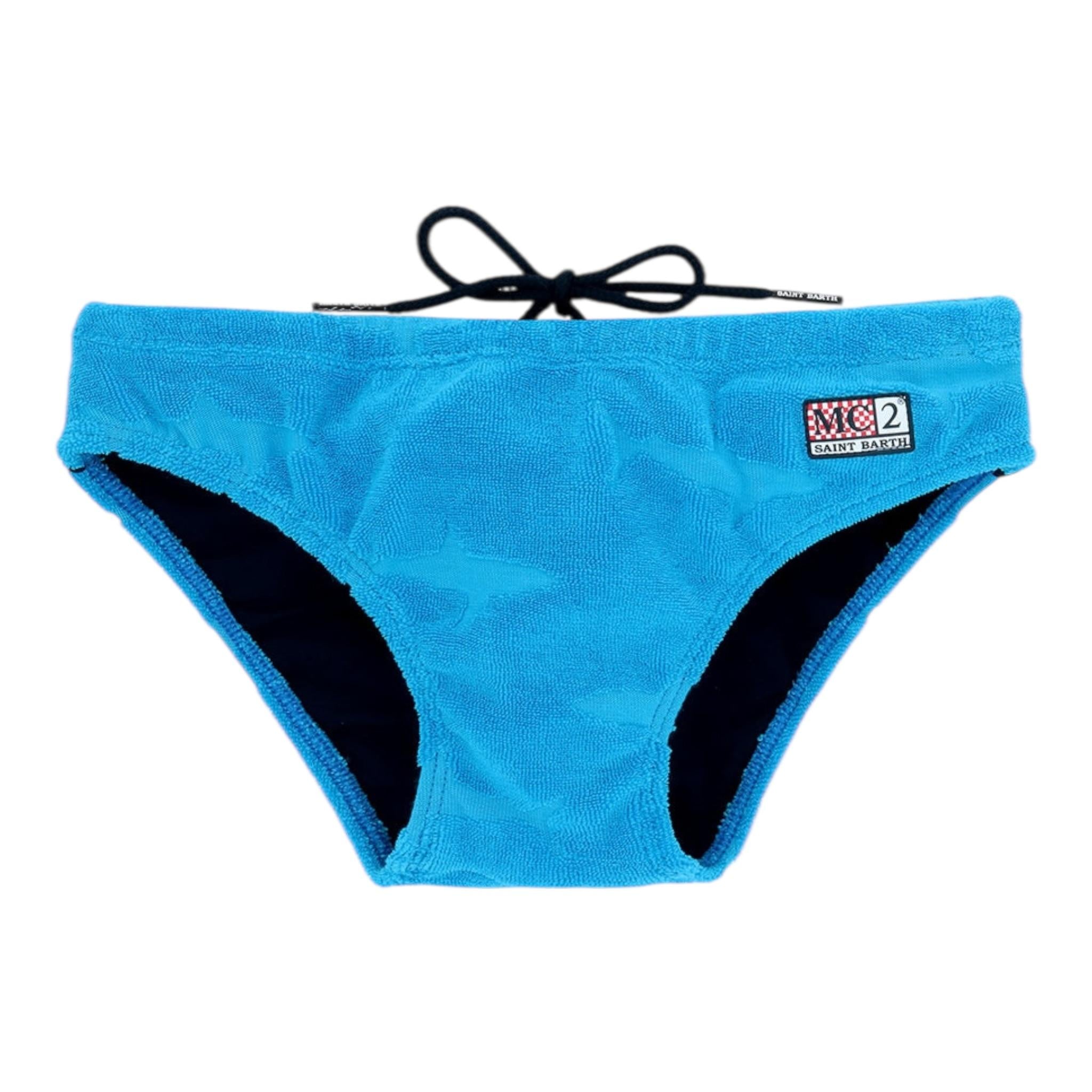 Saint Barth Costume Mutandina Tinta Unita per Bambino BIL0001 AZZURRO SAINT BARTH 