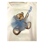 LIU JO shirt girocollo tinta unita con stampa brillantinata e fiocco Panna per Bambina KF4066 PANNA LIU JO 