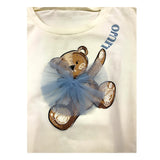 LIU JO shirt girocollo tinta unita con stampa brillantinata e fiocco Panna per Bambina KF4066 PANNA LIU JO 