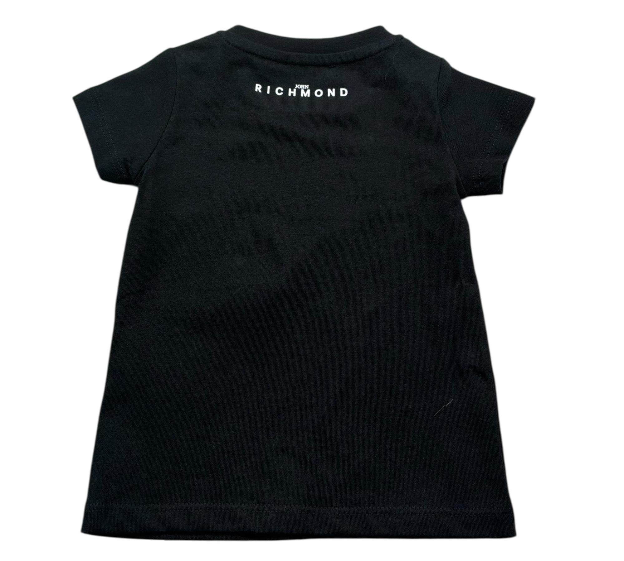 John Richmond T-Shirt Girocollo Tinta Unita con Stampa Logo per Neonato RIP26035TS NERO JOHN RICHMOND 