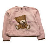 maglia girocollo tinta unita con ricamo orso 39B614JX ROSA MONNALISA 