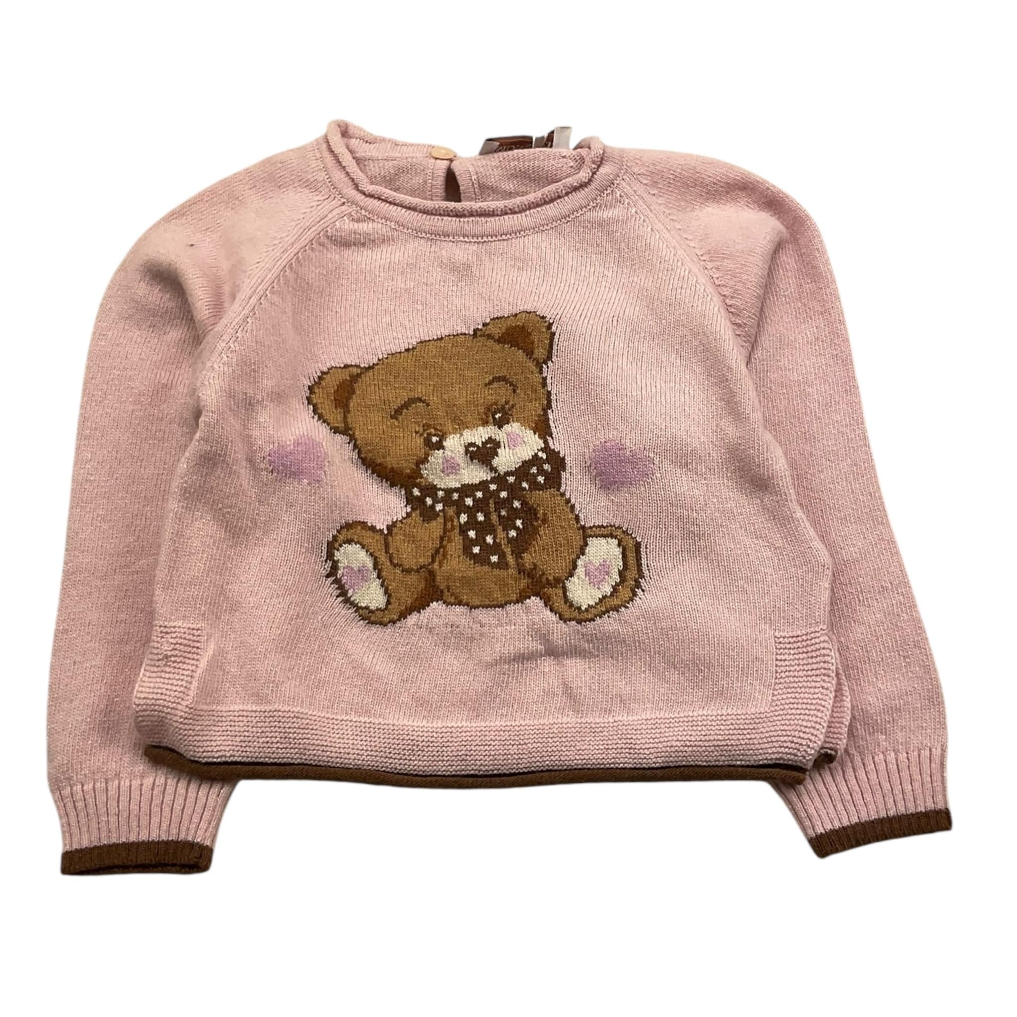 maglia girocollo tinta unita con ricamo orso 39B614JX ROSA MONNALISA 