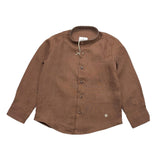 Manuel Ritz Solid Color Shirt With Korean Collar Brown For Boys