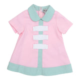 Simonetta Dress Half Sleeve Solid Color With Contrasting Profiles Pink For Baby Girl