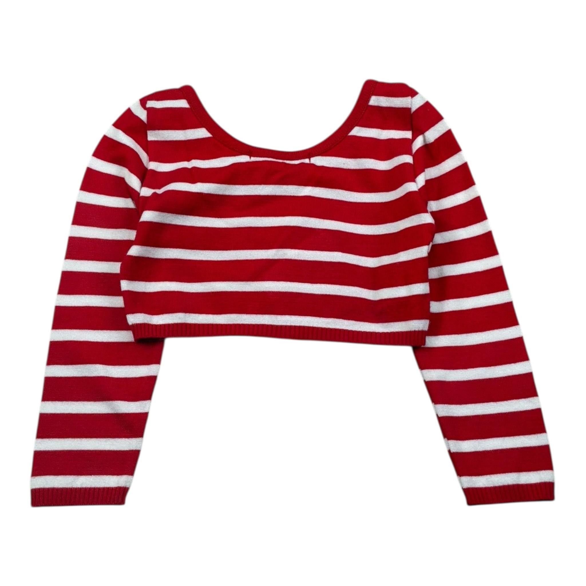 Vicolo Maglia Crop Bicolore con Fantasia A Righe per Neonata 3145WY00311 BIANCO/ROSSO VICOLO 