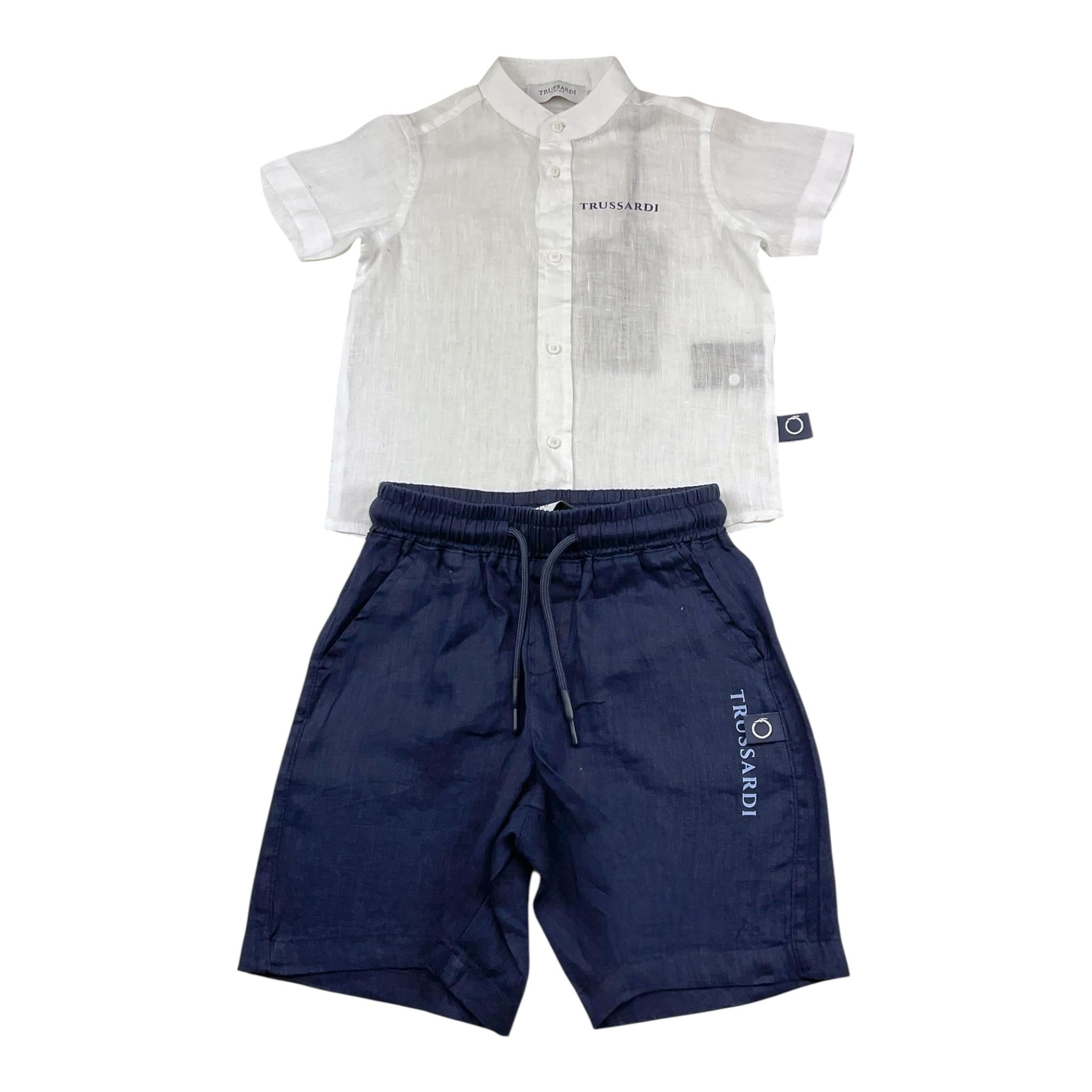 Trussardi Completo 2 Pezzi Bicolore Camicia-Bermuda per Bambino TBP25013CL BIANCO/BLU TRUSSARDI 