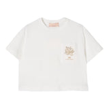 Elisabetta Franchi T-Shirt Girocollo Tinta Unita con Logo per Bambina EFTS232X PANNA ELISABETTA FRANCHI 