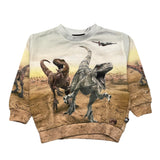 Molo Sweatshirt Closed Round Neck Dinosaur Print Beige For Newborn