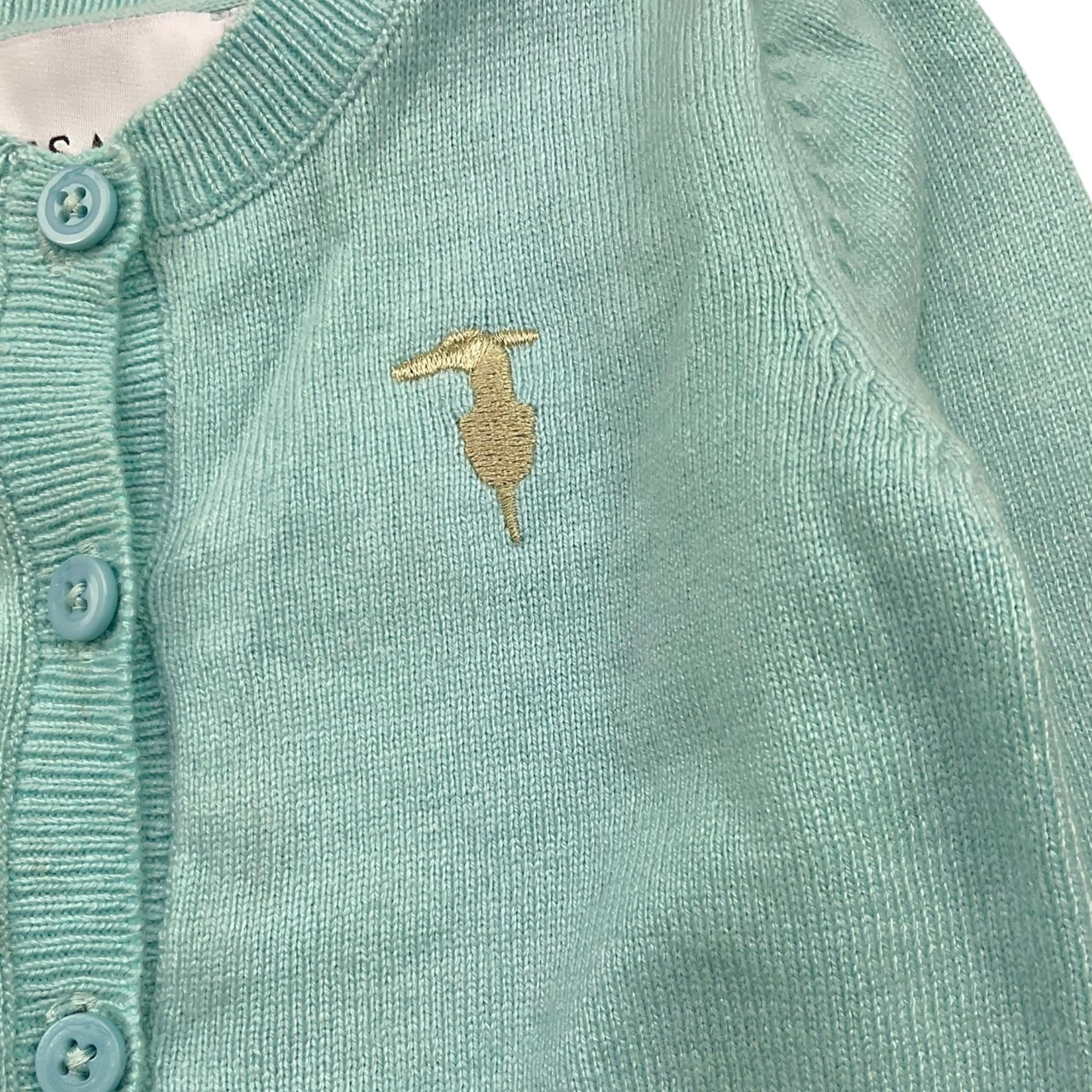 TRUSSARDI cardigan tinta unita con logo Verde acqua per Neonato TIA25010CD VERDE ACQUA TRUSSARDI 