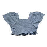 Alice Pi Top Solid Color With Elastic And Ruffles Blue For Girls