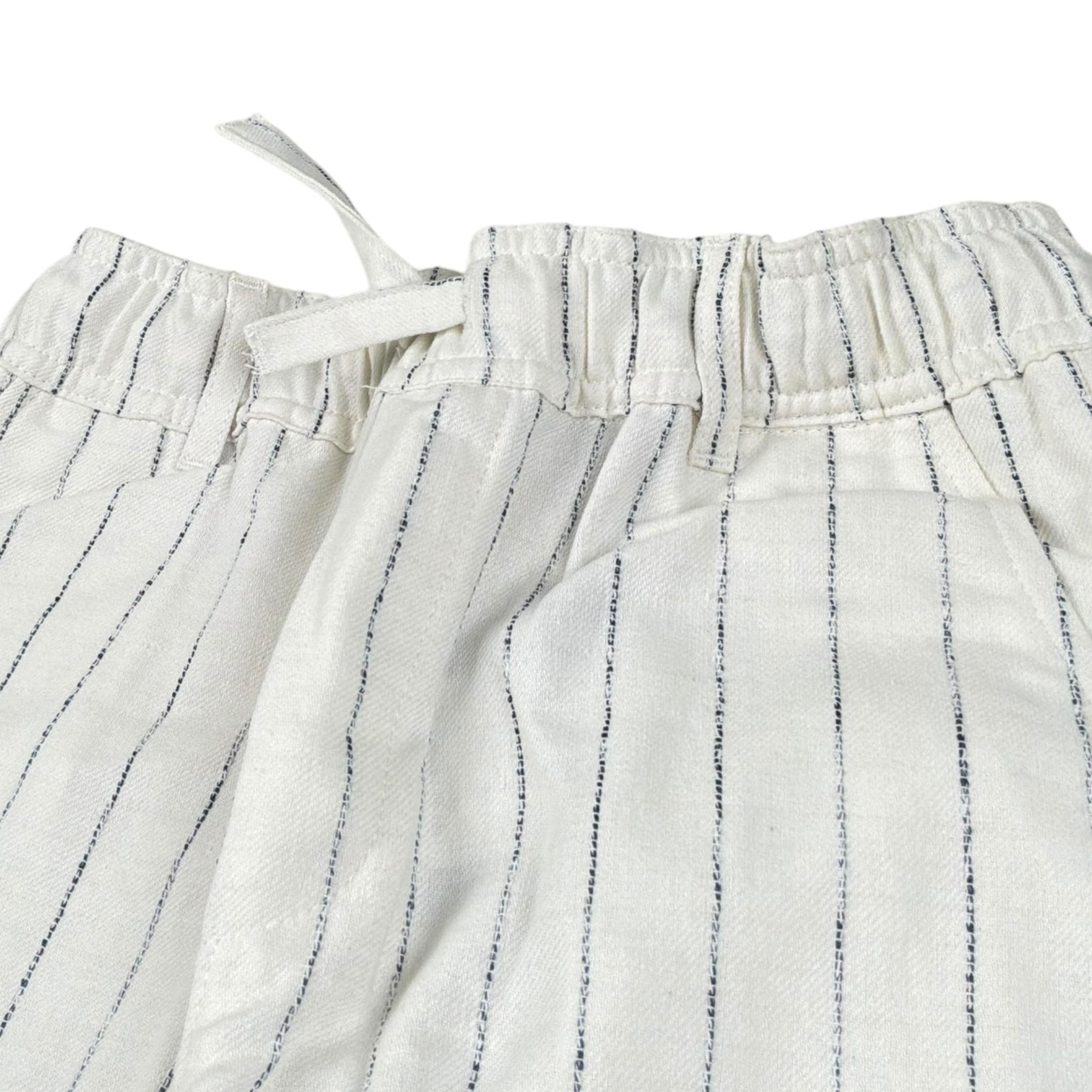 Please Pantalone Tinta Unita con Fantasia A Righe per Bambino PE75131B73 PANNA PLEASE 