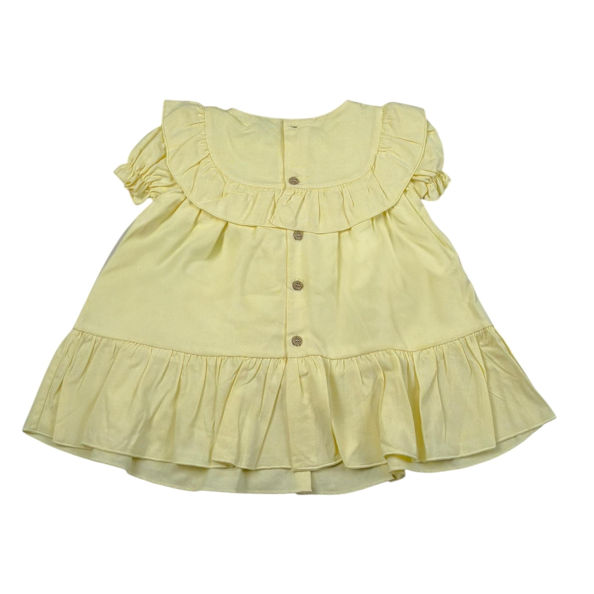 Calamaro Abito Tinta Unita Mezza Manica con Stampa per Bambina 90403 GIALLO CALAMARO 