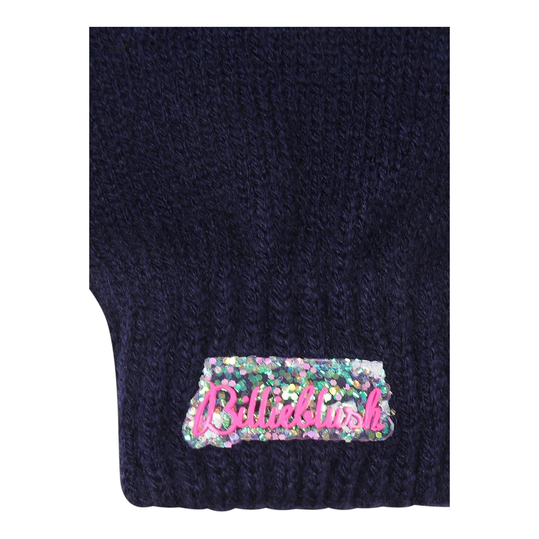 BillIEBLUSH guanti tinta unita con pailettes Blu per Bambina U20593 BLU BillIEBLUSH 