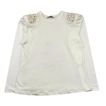 NAIDA shirt girocollo tinta unita con borchie Panna per Bambina NATS182 PANNA NAIDA 
