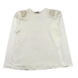 NAIDA shirt girocollo tinta unita con borchie Panna per Bambina NATS182 PANNA NAIDA 