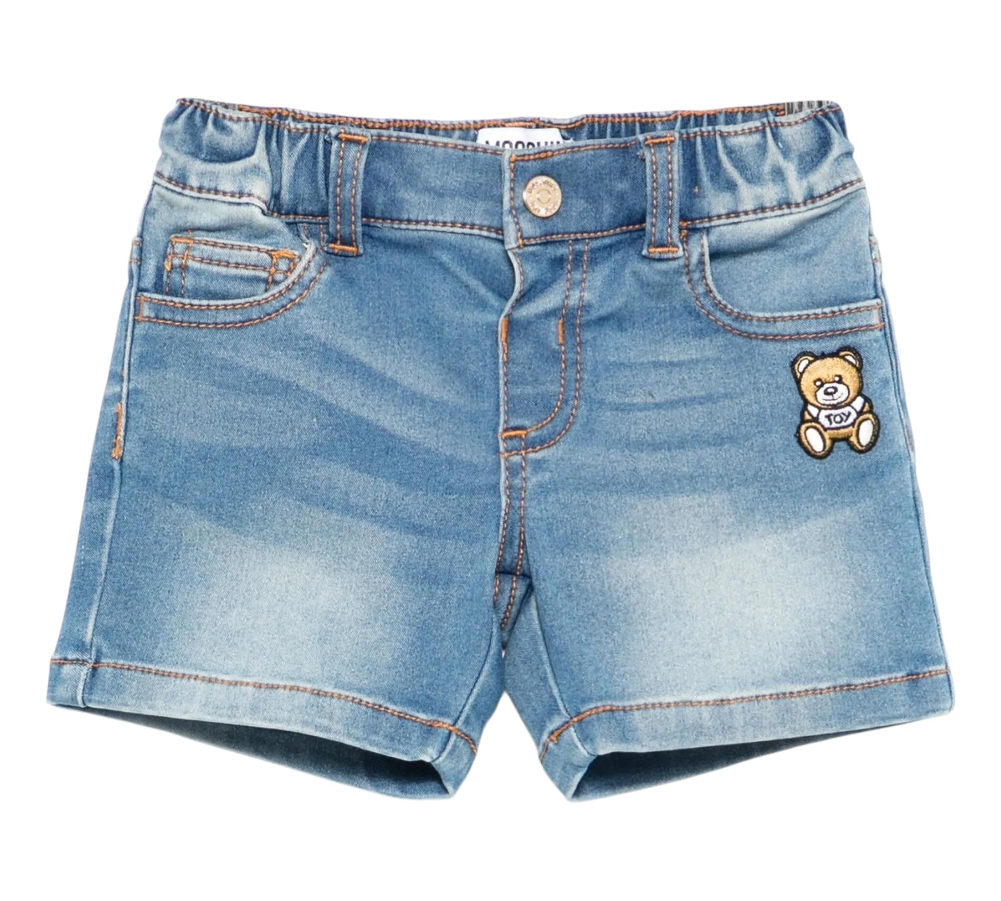 Moschino Bermuda Tinta Unita In Denim per Neonato MUQ01KX AZZURRO MOSCHINO 