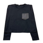 LIU JO shirt tinta unita girocollo con brillantini Nero per Bambina GF4185 NERO LIU JO 