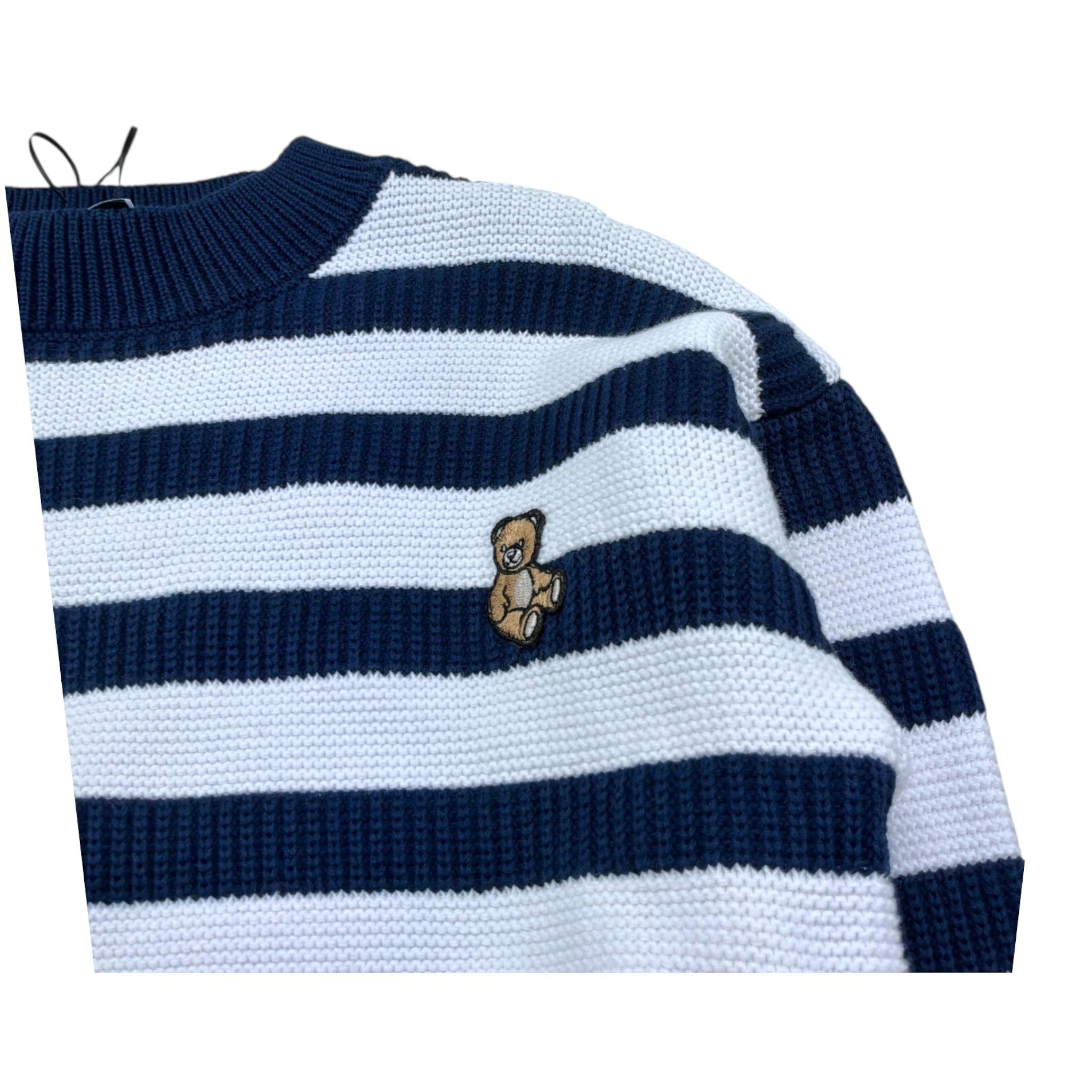 Moschino Maglia Bicolore con Fantasia A Righe per Bambina HUW01B BIANCO/BLU MOSCHINO 