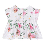 Monnalisa Shirt Half Sleeve Solid Color Floral Pattern White For Baby Girl