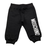 MOSCHINO pantalone tuta tinta unita con stampa logo Nero per Neonato MUP058 NERO MOSCHINO 