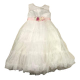 Bella Brilli Solid Color Ceremony Dress With Contrasting White Belt For Girls