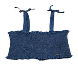 Liu Jo Solid Color Denim Top With Blue Straps For Girls