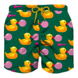 Saint Barth Costume Tinta Unita con Stampa Papere per Bambino DUCKY VERDE SAINT BARTH 