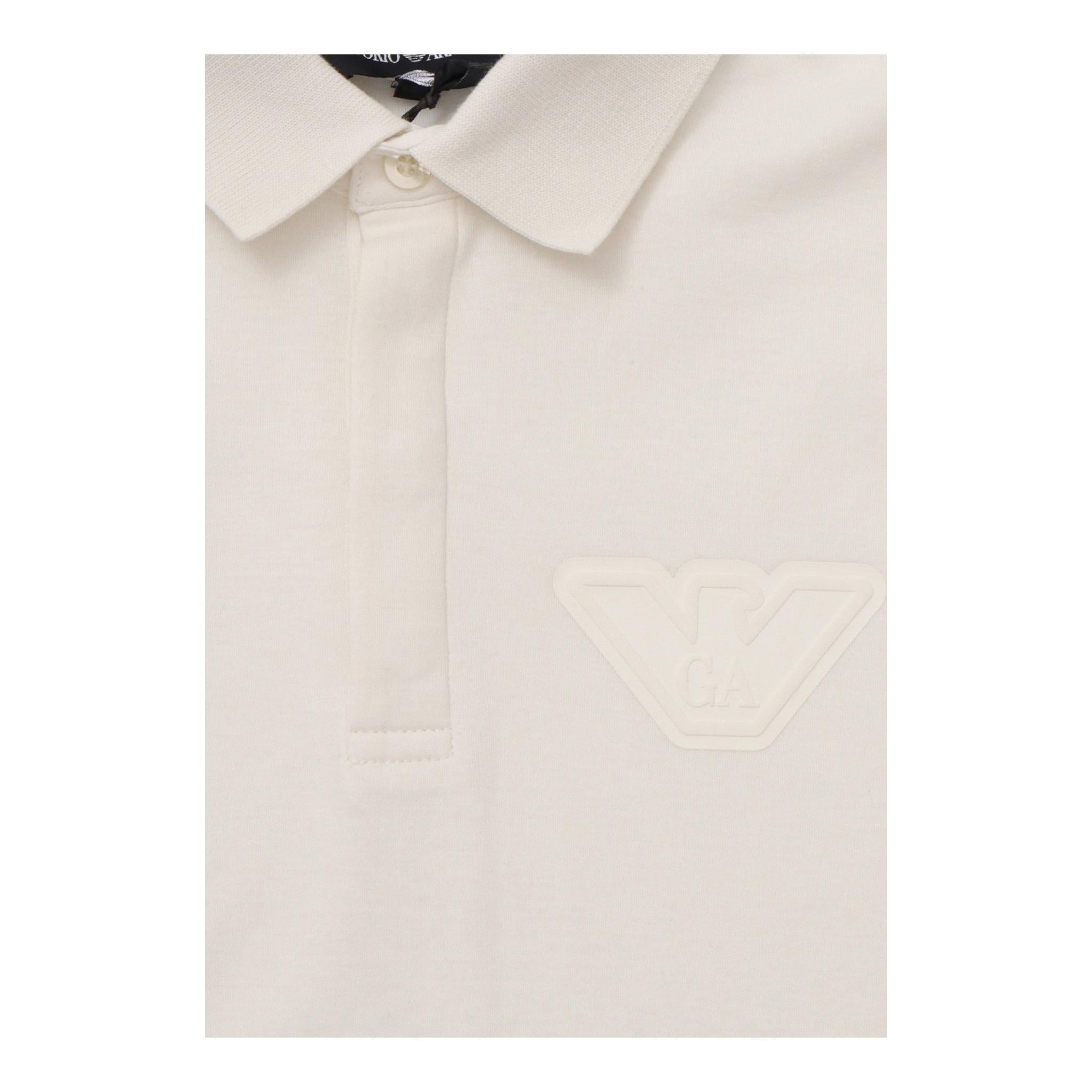 Emporio Armani Polo Mezza Manica Tinta Unita con Logo per Bambino EB000372 PANNA EMPORIO ARMANI 