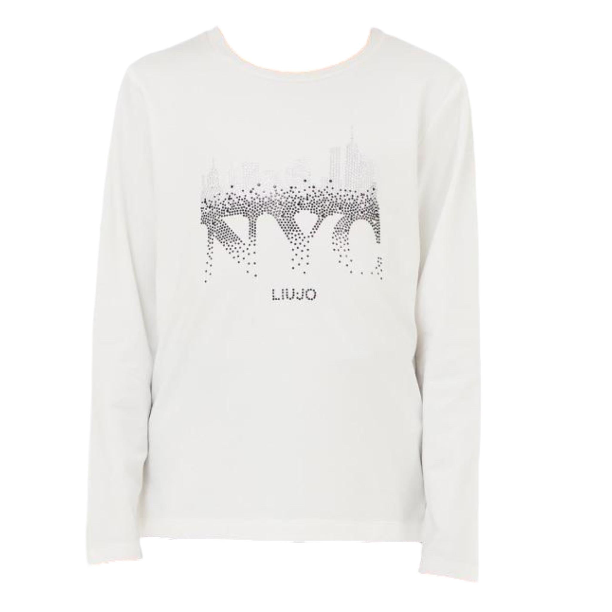 LIU JO shirt girocollo tinta unita con stampa Bianco per Bambina GF4156 BIANCO LIU JO 