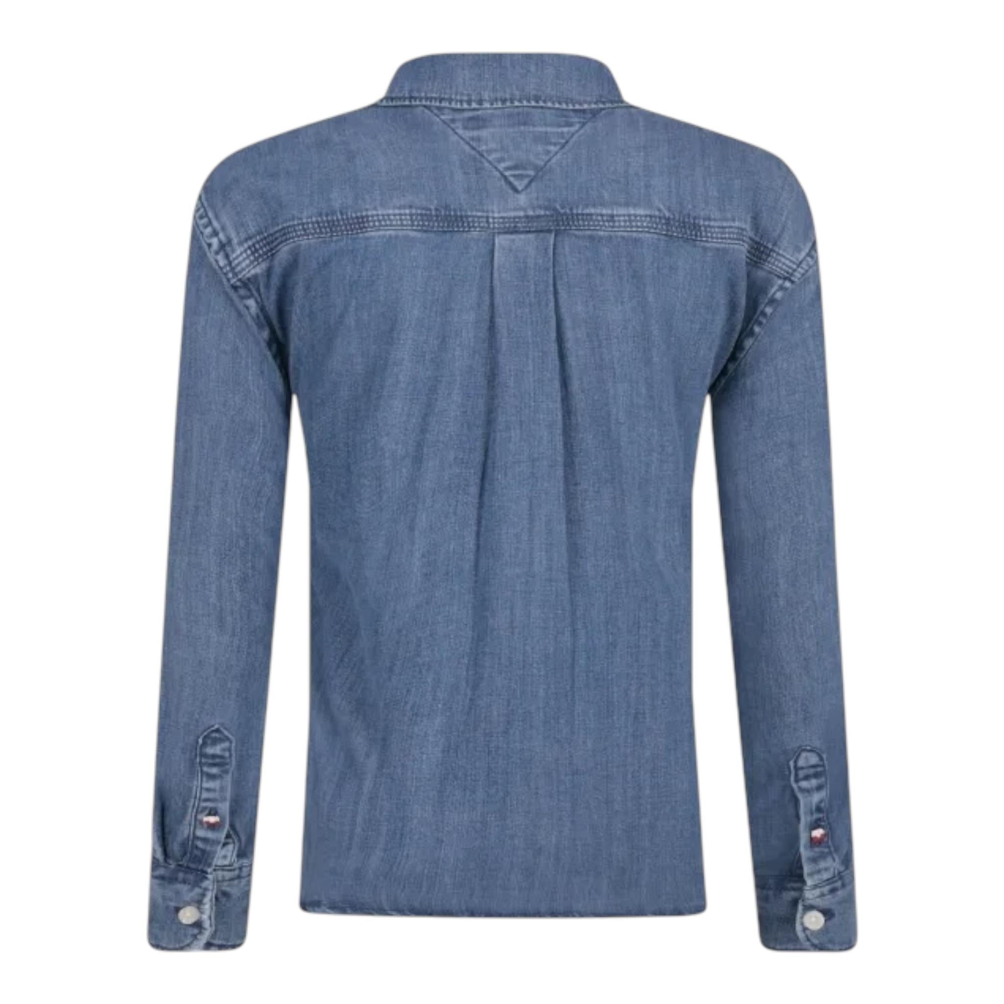 TOMMY HILFIGER camicia in denim tinta unita con tasche Blu per Bambino KB0KB08519 BLU TOMMY HILFIGER 
