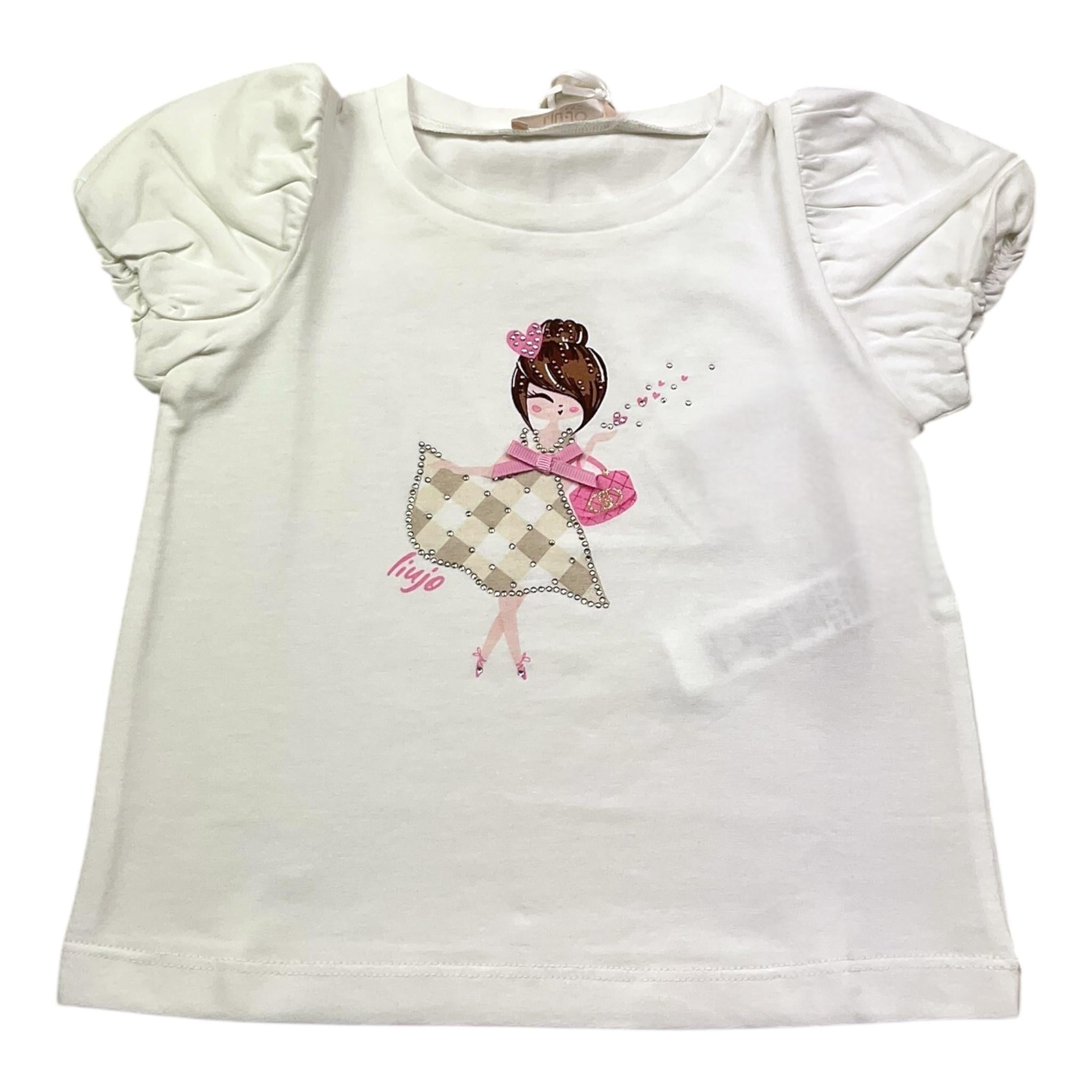 Liu Jo T-Shirt Girocollo Tinta Unita con Stampa per Bambina KA5008 BIANCO LIU JO 