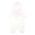 MONNALISA set tutina tinta unita con stampa-cappello-bavetta Bianco per Neonata 35D500 BIANCO MONNALISA 
