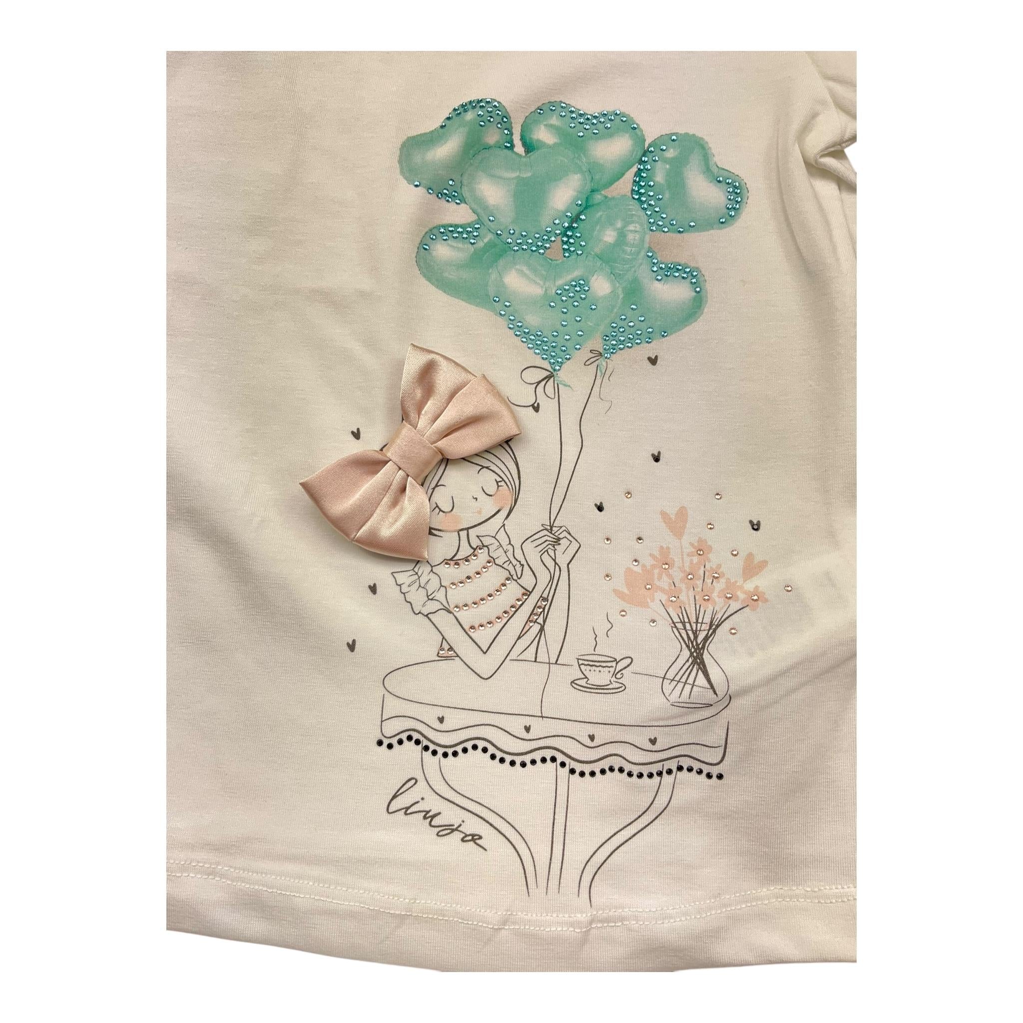 Liu Jo T-Shirt Girocollo Tinta Unita con Stampa per Bambina KA4096J PANNA LIU JO 