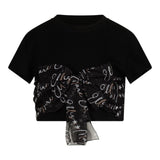 Marc Ellis T-Shirt Crewneck Crop Solid Color With Applique Black For Girls