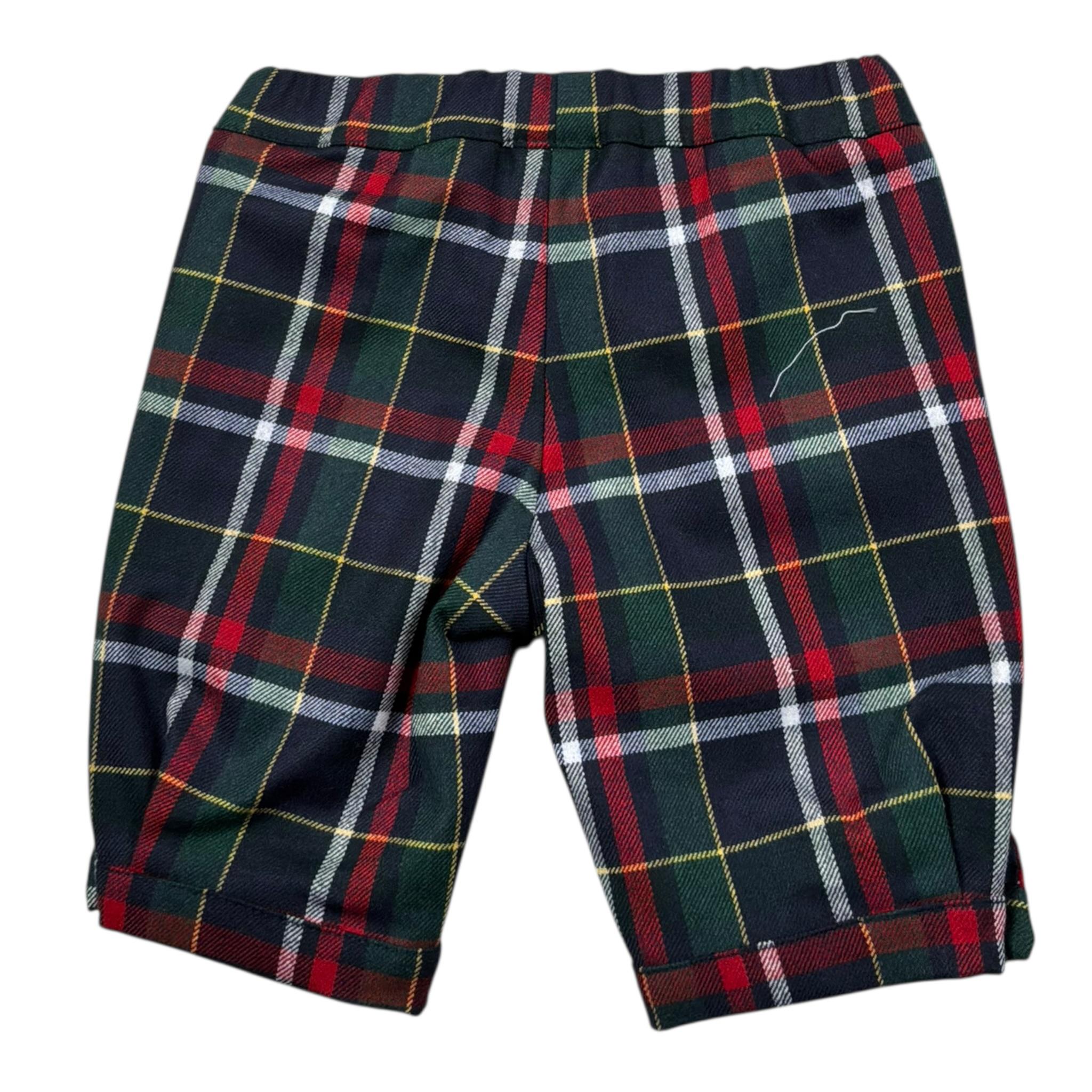 Aletta Bermuda Tinta Unita con Fantasia Scozzese per Neonato M220427 BLU ALETTA 