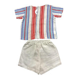 Juliana Complete Shirt Half Sleeve-Coulotte Multicolor Striped Pattern For Baby Girl