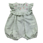Le Bebe Pagliaccetto Mezza Manica Fantasia Quadretti per Neonata LBG6242 VERDE LE BEBE 
