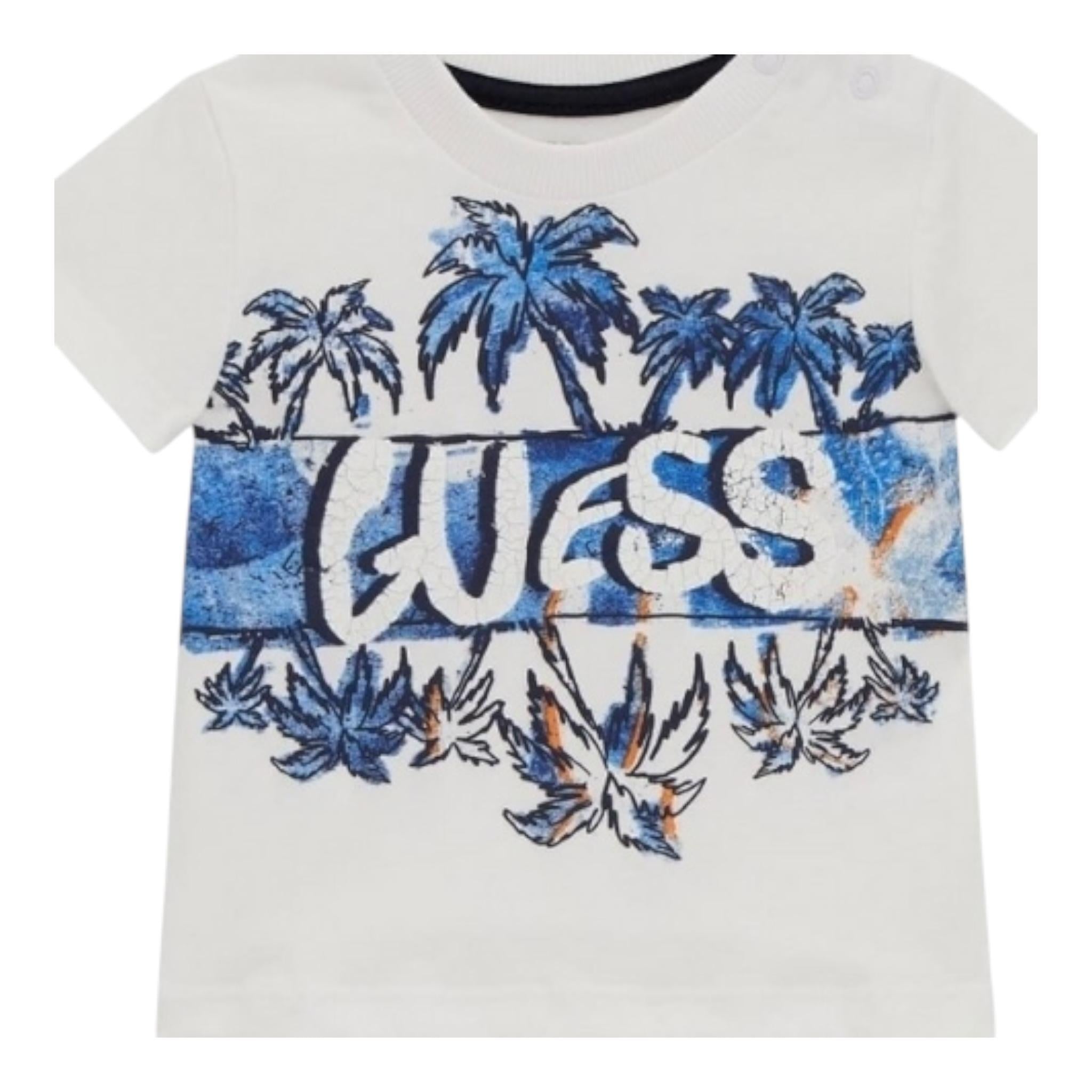 Guess Completo Tinta Unita 2 Pezzi T-Shirts-Bermuda per Neonato I5GG13K8HM4 BIANCO GUESS 