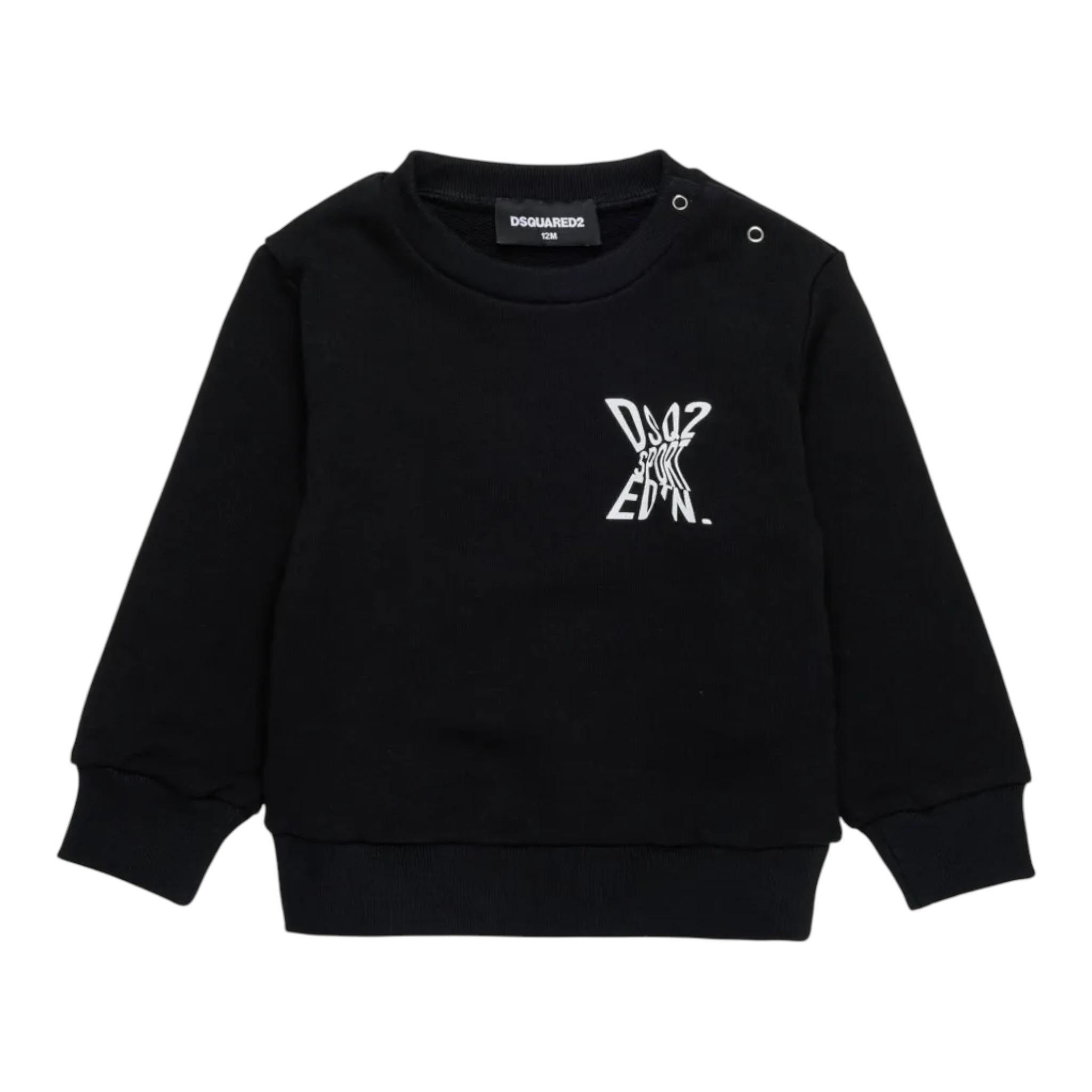 DSQUARED2 felpa girocollo tinta unita con stampa Nero per Neonato DQ2546 NERO DSQUARED2 