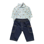MOSCHINO completo 2pz bicolore camicia-jeans Azzurro per Neonato MUK057 AZZURRO MOSCHINO 