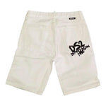 Dropseason2 Bermuda In Denim Tinta Unita con Stampa per Bambino SS25K002 BIANCO DROPSEASON2 